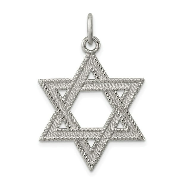 21mm x 14mm Solid 925 Sterling Silver Star of David Lucky Jewish Pendant Charm 